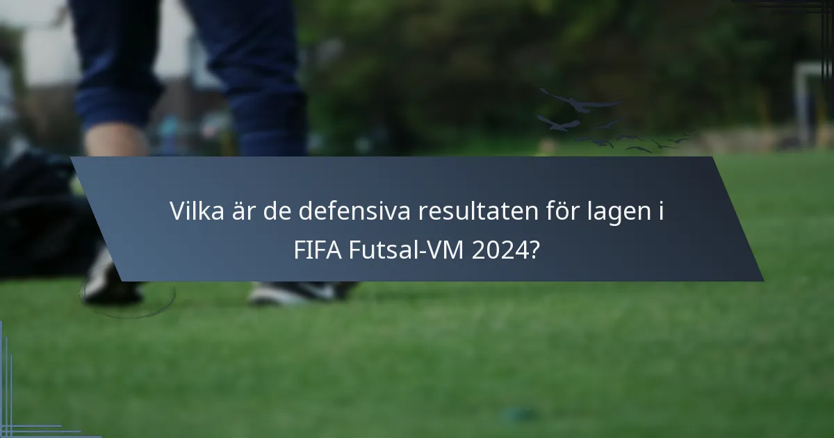 Vilka är de defensiva resultaten för lagen i FIFA Futsal-VM 2024?