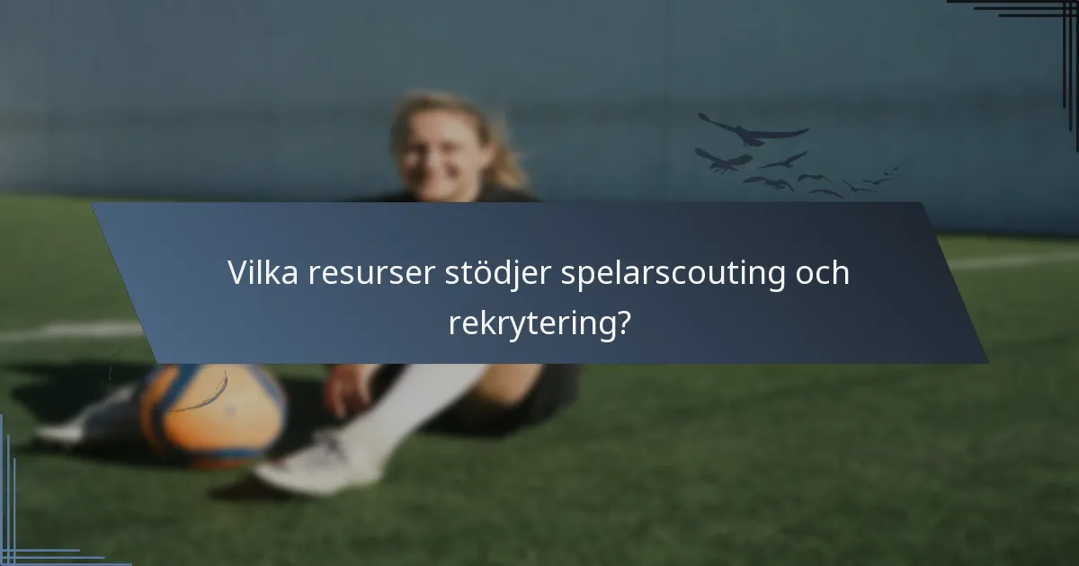 Vilka resurser stödjer spelarscouting och rekrytering?